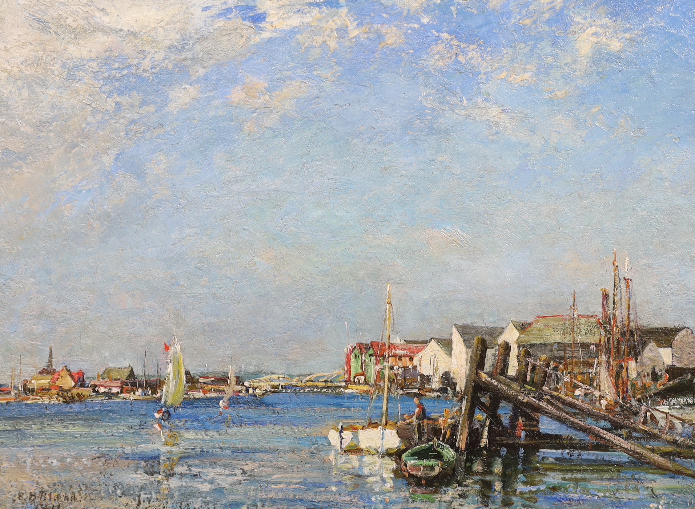 Emily Beatrice Bland (English, 1864-1951), 'Littlehampton Harbour', oil on canvas, 44 x 60cm
